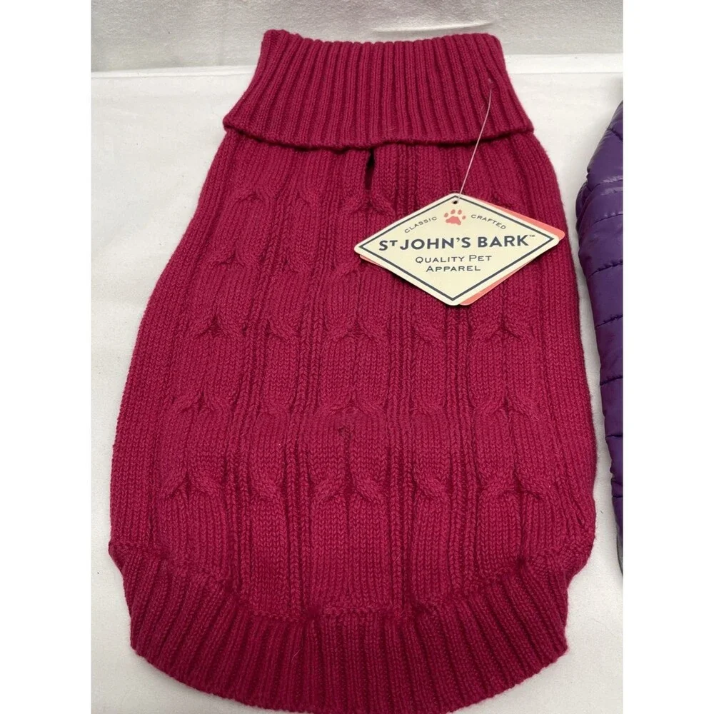 Set of 2 Dog Vest Jacket Winter Warm Clothes Padded Puppy Coat Small Sweater NEW